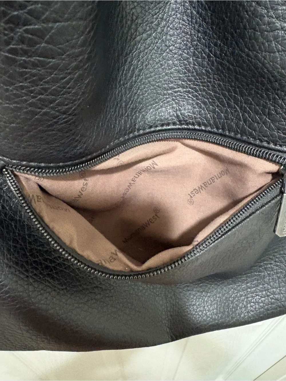 MONTANA WEST Black Pebbled Leather Hobo with Stud Detailing